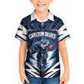 Personalised Carlton Blues Football Kid Hawaiian Shirt Superhero Comic Art Dark Geometric City