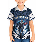 Personalised Carlton Blues Football Kid Hawaiian Shirt Superhero Comic Art Dark Geometric City
