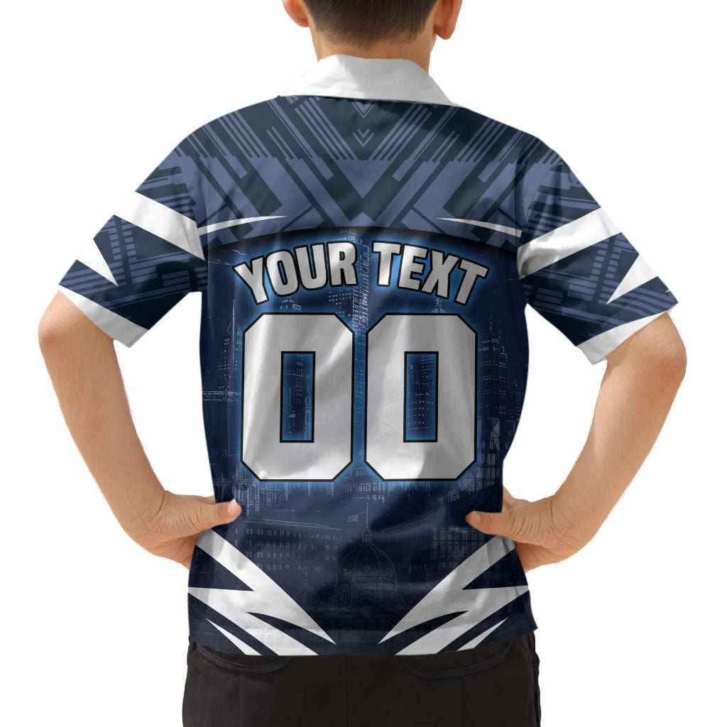 Personalised Carlton Blues Football Kid Hawaiian Shirt Superhero Comic Art Dark Geometric City