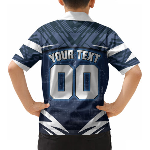 Personalised Carlton Blues Football Kid Hawaiian Shirt Superhero Comic Art Dark Geometric City