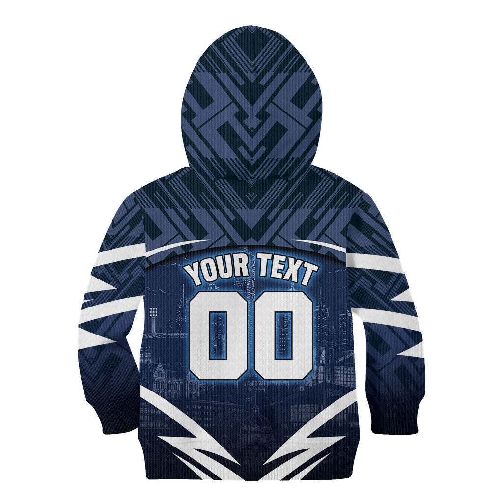 Personalised Carlton Blues Football Kid Hoodie Superhero Comic Art Dark Geometric City