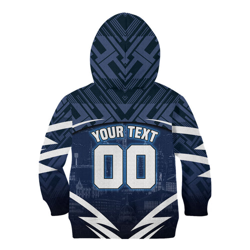 Personalised Carlton Blues Football Kid Hoodie Superhero Comic Art Dark Geometric City