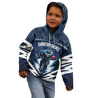Personalised Carlton Blues Football Kid Hoodie Superhero Comic Art Dark Geometric City