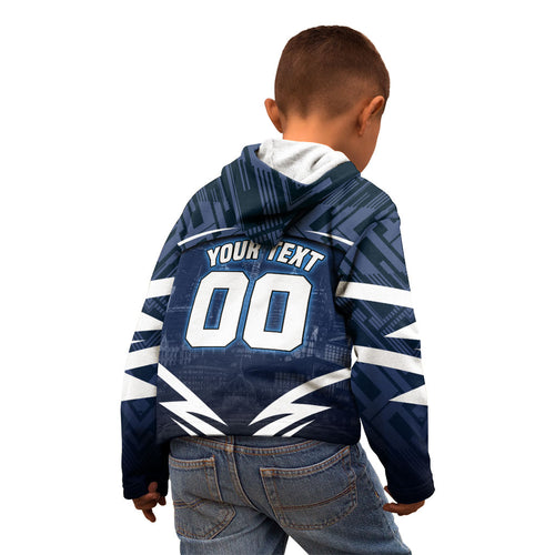 Personalised Carlton Blues Football Kid Hoodie Superhero Comic Art Dark Geometric City