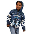 Personalised Carlton Blues Football Kid Hoodie Superhero Comic Art Dark Geometric City