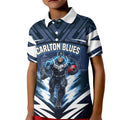 Personalised Carlton Blues Football Kid Polo Shirt Superhero Comic Art Dark Geometric City