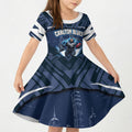 Personalised Carlton Blues Football Kid Short Sleeve Dress Superhero Comic Art Dark Geometric City