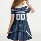 Personalised Carlton Blues Football Kid Short Sleeve Dress Superhero Comic Art Dark Geometric City
