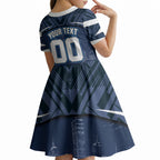 Personalised Carlton Blues Football Kid Short Sleeve Dress Superhero Comic Art Dark Geometric City