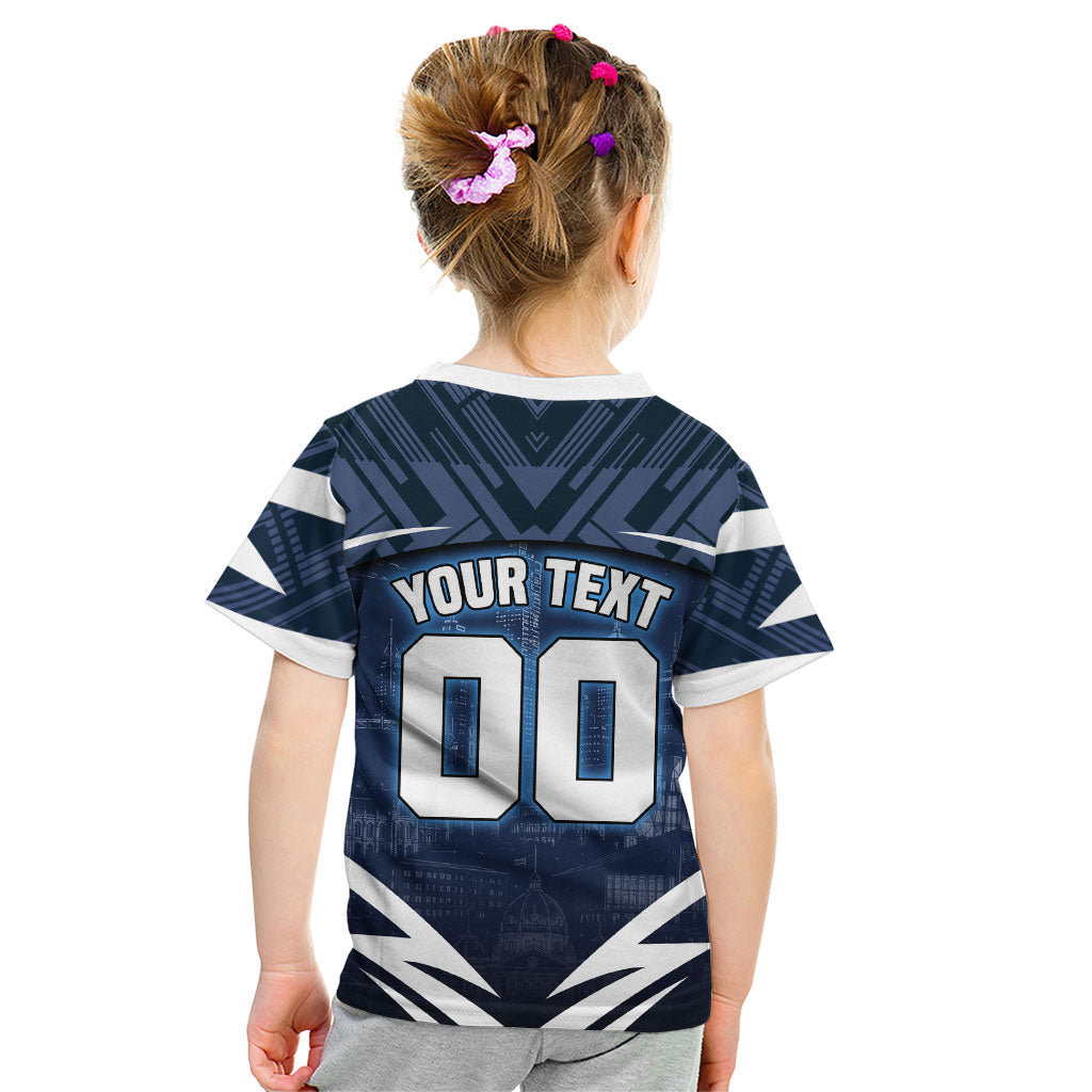 Personalised Carlton Blues Football Kid T Shirt Superhero Comic Art Dark Geometric City