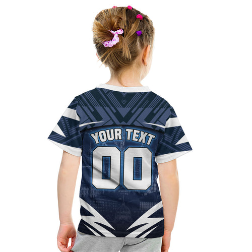 Personalised Carlton Blues Football Kid T Shirt Superhero Comic Art Dark Geometric City