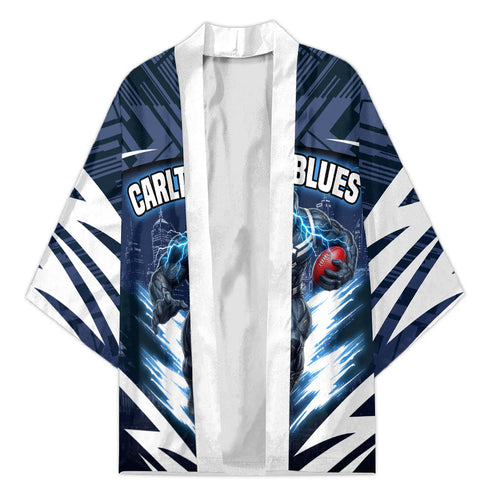 Personalised Carlton Blues Football Kimono Superhero Comic Art Dark Geometric City