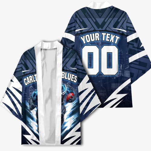 Personalised Carlton Blues Football Kimono Superhero Comic Art Dark Geometric City