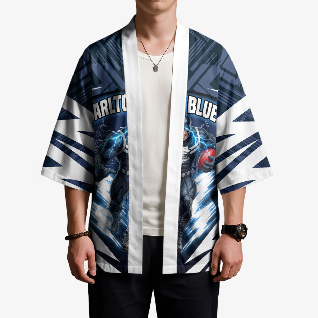 Personalised Carlton Blues Football Kimono Superhero Comic Art Dark Geometric City