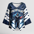 Personalised Carlton Blues Football Kimono Sleeve Blouse Superhero Comic Art Dark Geometric City