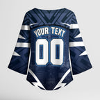 Personalised Carlton Blues Football Kimono Sleeve Blouse Superhero Comic Art Dark Geometric City