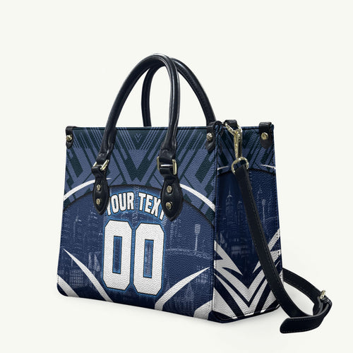 Personalised Carlton Blues Football Leather Bag Superhero Comic Art Dark Geometric City
