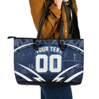 Personalised Carlton Blues Football Leather Tote Bag Superhero Comic Art Dark Geometric City
