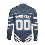 Personalised Carlton Blues Football Long Sleeve Button Shirt Superhero Comic Art Dark Geometric City
