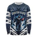 Personalised Carlton Blues Football Long Sleeve Shirt Superhero Comic Art Dark Geometric City