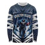 Personalised Carlton Blues Football Long Sleeve Shirt Superhero Comic Art Dark Geometric City
