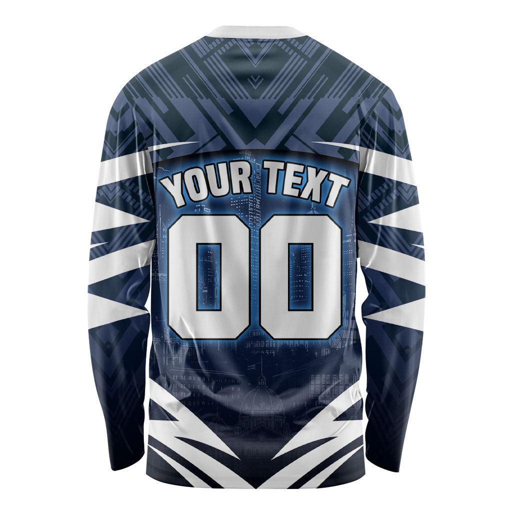 Personalised Carlton Blues Football Long Sleeve Shirt Superhero Comic Art Dark Geometric City