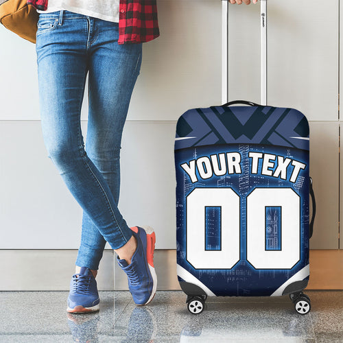 Personalised Carlton Blues Football Luggage Cover Superhero Comic Art Dark Geometric City