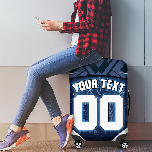Personalised Carlton Blues Football Luggage Cover Superhero Comic Art Dark Geometric City