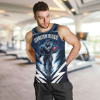 Personalised Carlton Blues Football Men Tank Top Superhero Comic Art Dark Geometric City