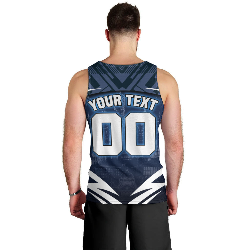 Personalised Carlton Blues Football Men Tank Top Superhero Comic Art Dark Geometric City
