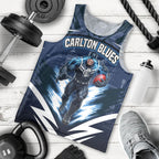 Personalised Carlton Blues Football Men Tank Top Superhero Comic Art Dark Geometric City