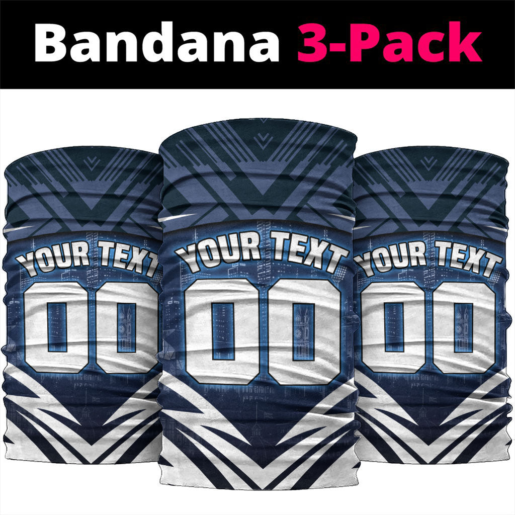 Personalised Carlton Blues Football Neck Gaiter Superhero Comic Art Dark Geometric City