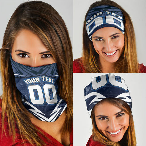 Personalised Carlton Blues Football Neck Gaiter Superhero Comic Art Dark Geometric City