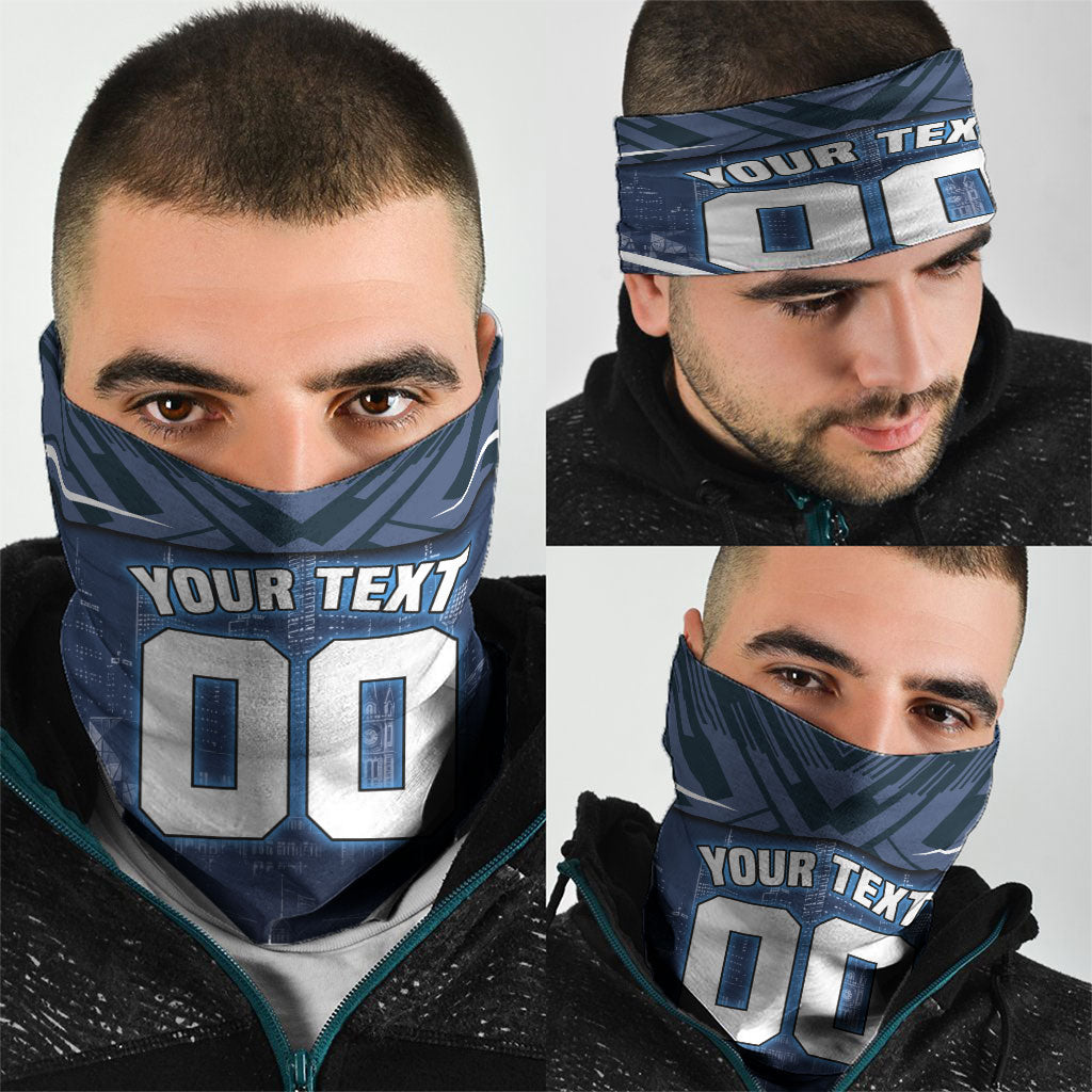 Personalised Carlton Blues Football Neck Gaiter Superhero Comic Art Dark Geometric City