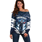 Personalised Carlton Blues Football Off Shoulder Sweater Superhero Comic Art Dark Geometric City