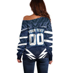 Personalised Carlton Blues Football Off Shoulder Sweater Superhero Comic Art Dark Geometric City