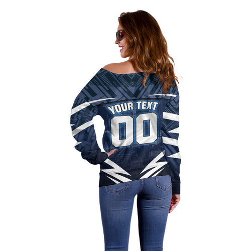 Personalised Carlton Blues Football Off Shoulder Sweater Superhero Comic Art Dark Geometric City
