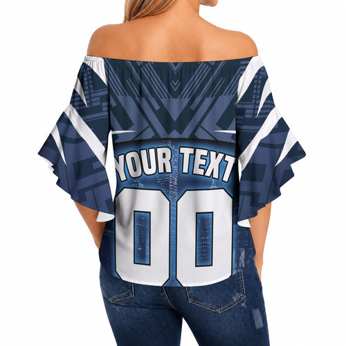 Personalised Carlton Blues Football Off Shoulder Wrap Waist Top Superhero Comic Art Dark Geometric City