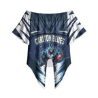 Personalised Carlton Blues Football Off Shoulder Wrap Waist Top Superhero Comic Art Dark Geometric City