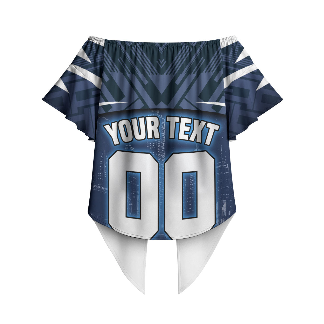 Personalised Carlton Blues Football Off Shoulder Wrap Waist Top Superhero Comic Art Dark Geometric City