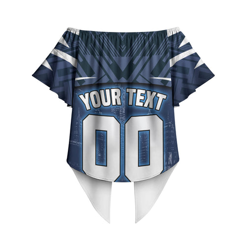 Personalised Carlton Blues Football Off Shoulder Wrap Waist Top Superhero Comic Art Dark Geometric City