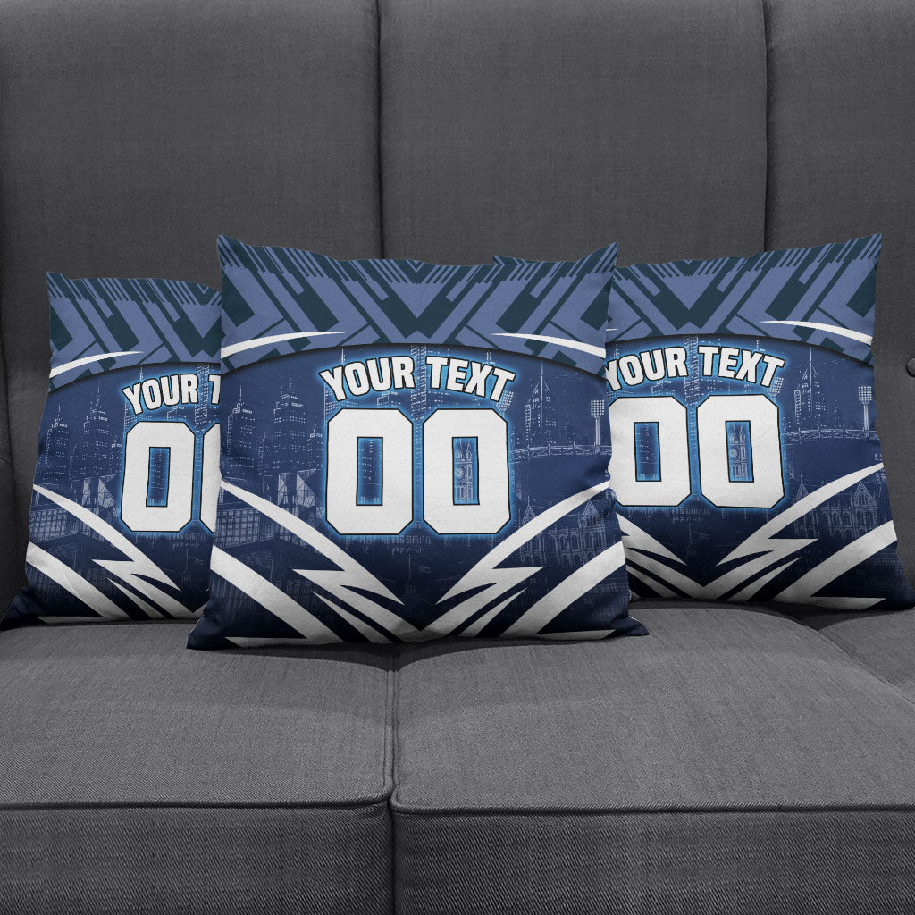 Personalised Carlton Blues Football Pillow Cover Superhero Comic Art Dark Geometric City
