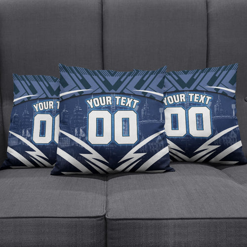Personalised Carlton Blues Football Pillow Cover Superhero Comic Art Dark Geometric City