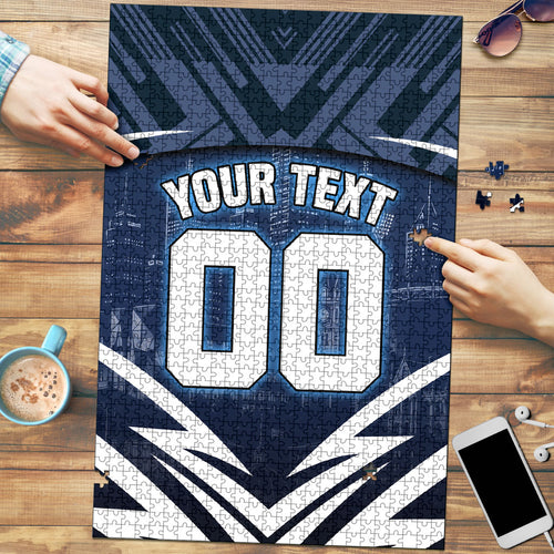 Personalised Carlton Blues Football Puzzle Superhero Comic Art Dark Geometric City