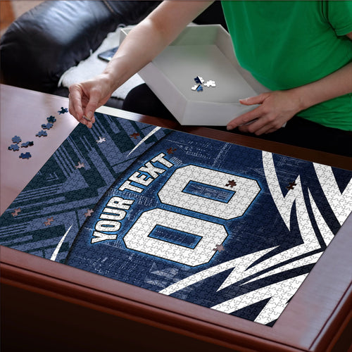 Personalised Carlton Blues Football Puzzle Superhero Comic Art Dark Geometric City