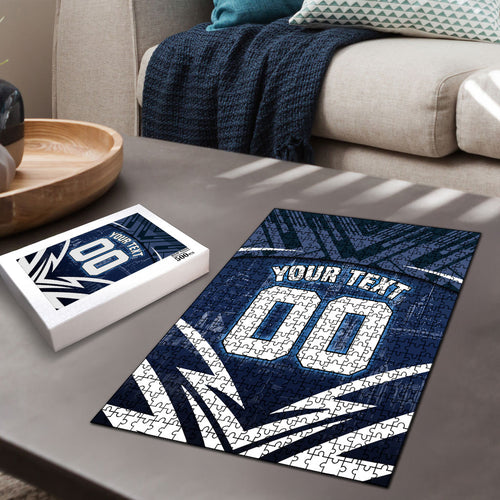 Personalised Carlton Blues Football Puzzle Superhero Comic Art Dark Geometric City