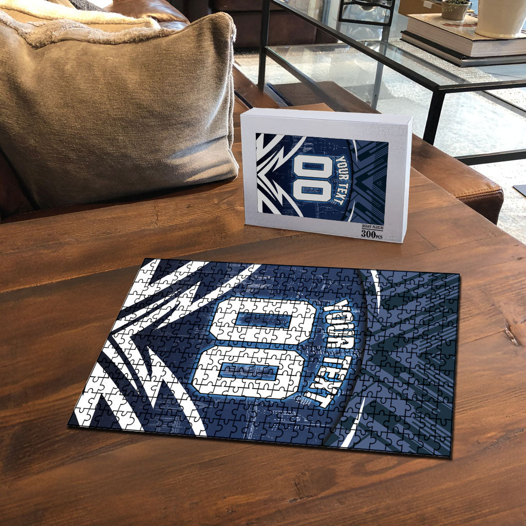 Personalised Carlton Blues Football Puzzle Superhero Comic Art Dark Geometric City