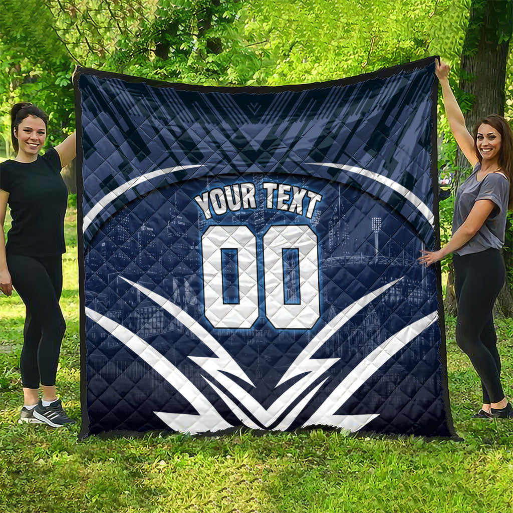 Personalised Carlton Blues Football Quilt Superhero Comic Art Dark Geometric City