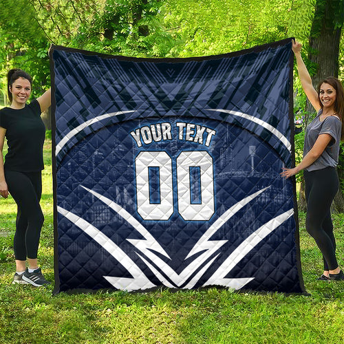Personalised Carlton Blues Football Quilt Superhero Comic Art Dark Geometric City
