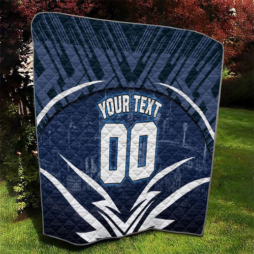 Personalised Carlton Blues Football Quilt Superhero Comic Art Dark Geometric City